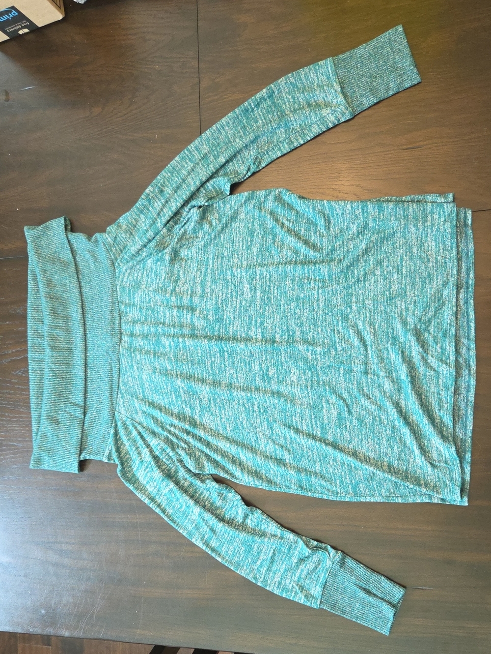 Cozy Teal Marled Cowl Neck Sweater